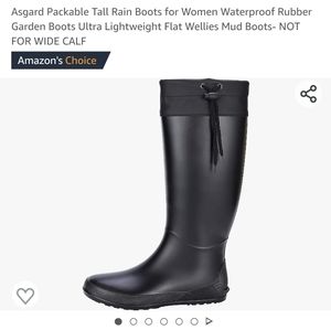 Asgard Packable Rainboots Black, W 8 US/39 EU Barefoot, Zero Drop, Wide Toe Box